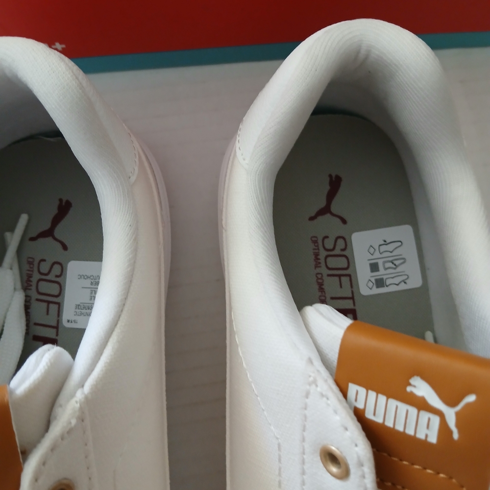 Puma White Low-Top Sneakers with Gold Accents - Picture 6 of 14